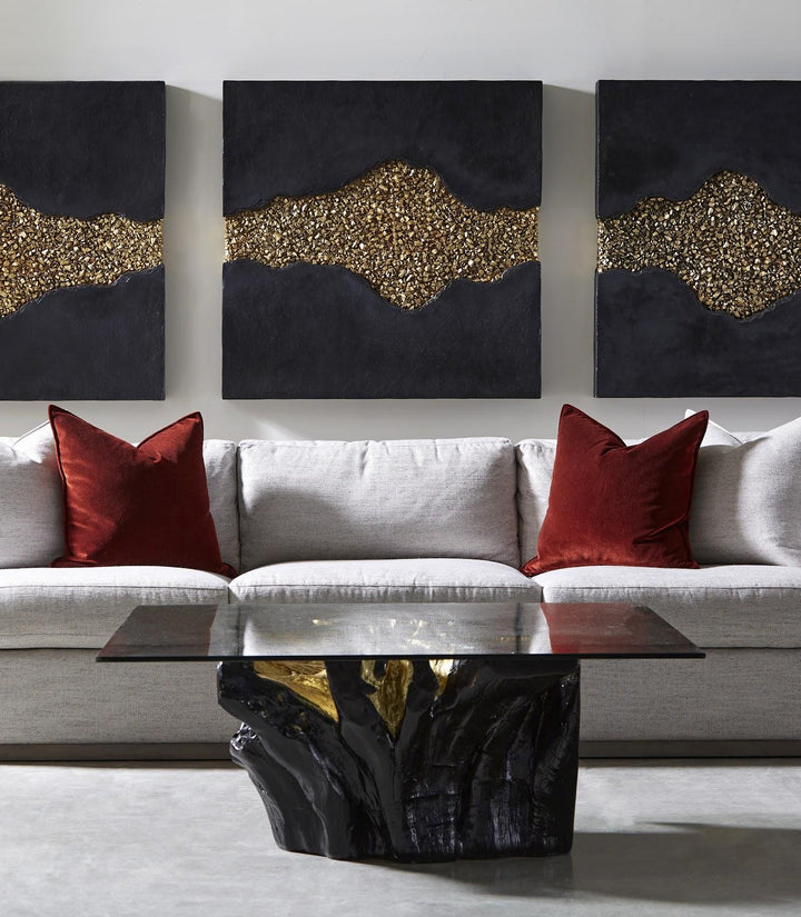 Noir Cast Root Coffee Table, Black, Gold Leaf by Phillips Collection — room setting