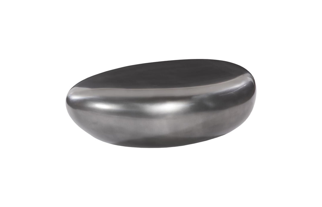 River Stone Coffee Table, Polished Aluminum, Small by Phillips Collection — view 1