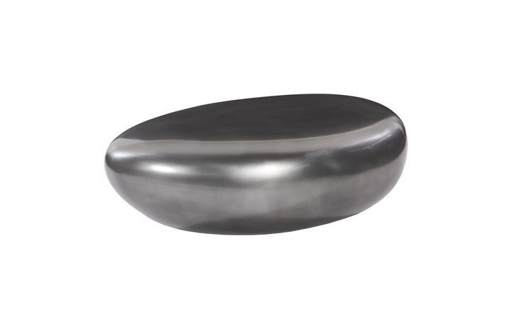 River Stone Coffee Table, Polished Aluminum, Small by Phillips Collection — view 1