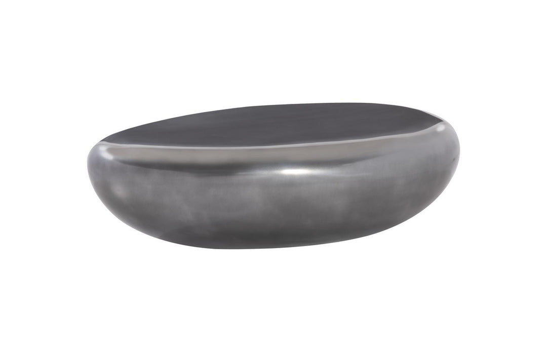 River Stone Coffee Table, Polished Aluminum, Large by Phillips Collection — view 1