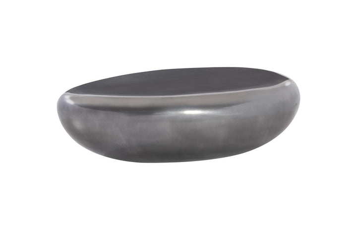 River Stone Coffee Table, Polished Aluminum, Large by Phillips Collection — view 1