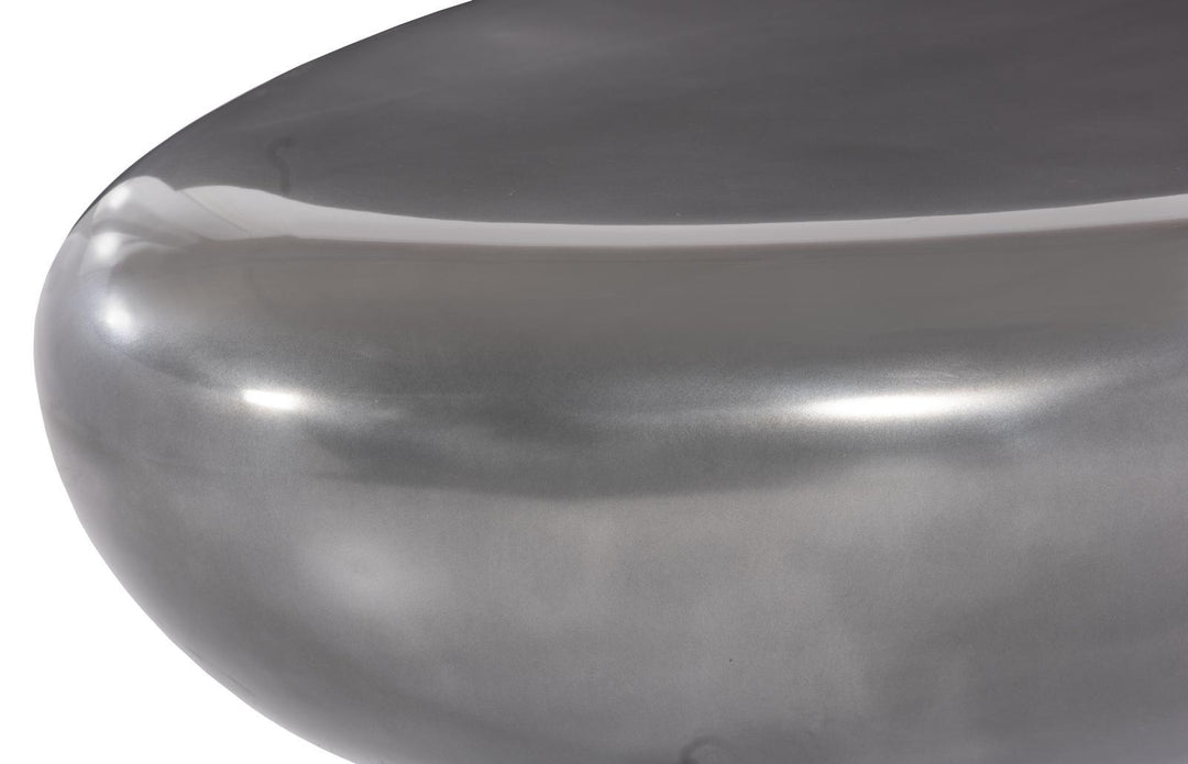 River Stone Coffee Table, Polished Aluminum, Large by Phillips Collection — view 3