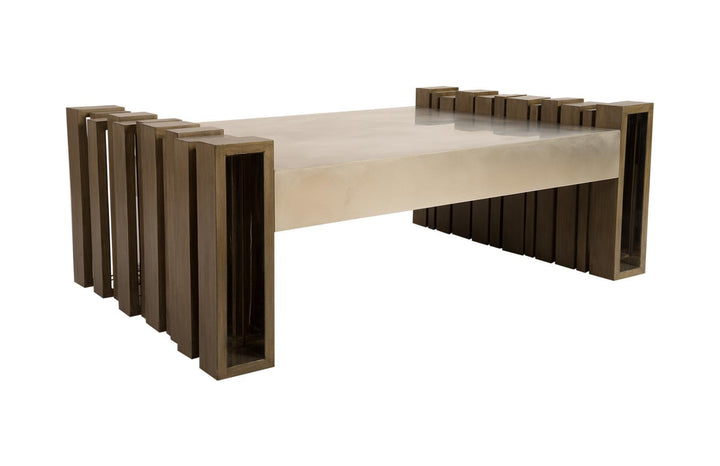 Barcode Coffee Table, Mahogany, Stainless Steel by Phillips Collection — view 1