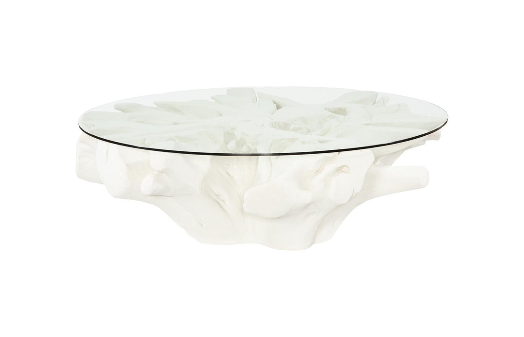 Sono Cast Root Coffee Table, With Glass, Roman Stone by Phillips Collection — view 1