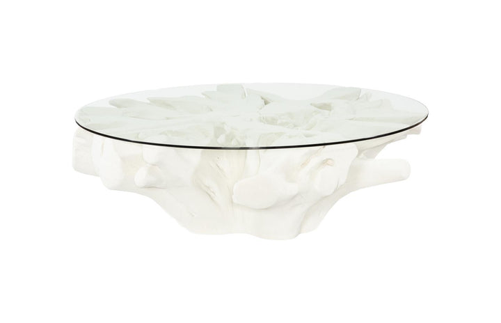 Sono Cast Root Coffee Table, With Glass, Roman Stone by Phillips Collection — view 1