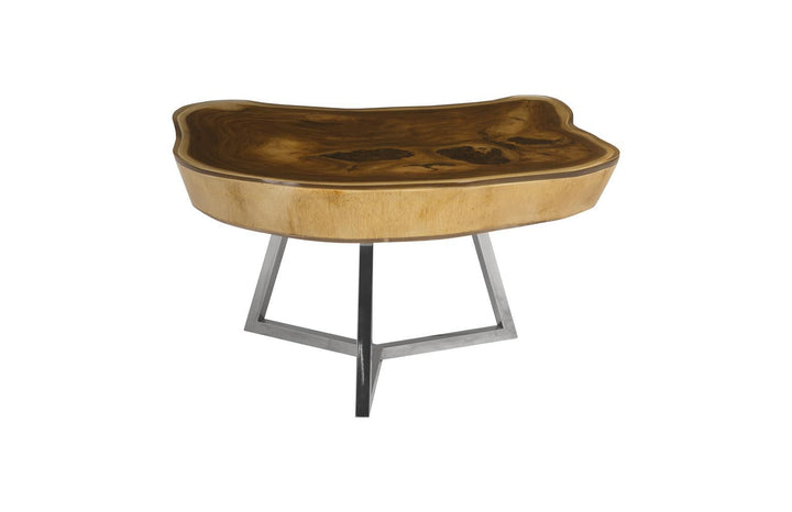 Captured Edge Coffee Table, Natural Finish w/Stainless Steel Legs, Glossy by Phillips Collection — view 1