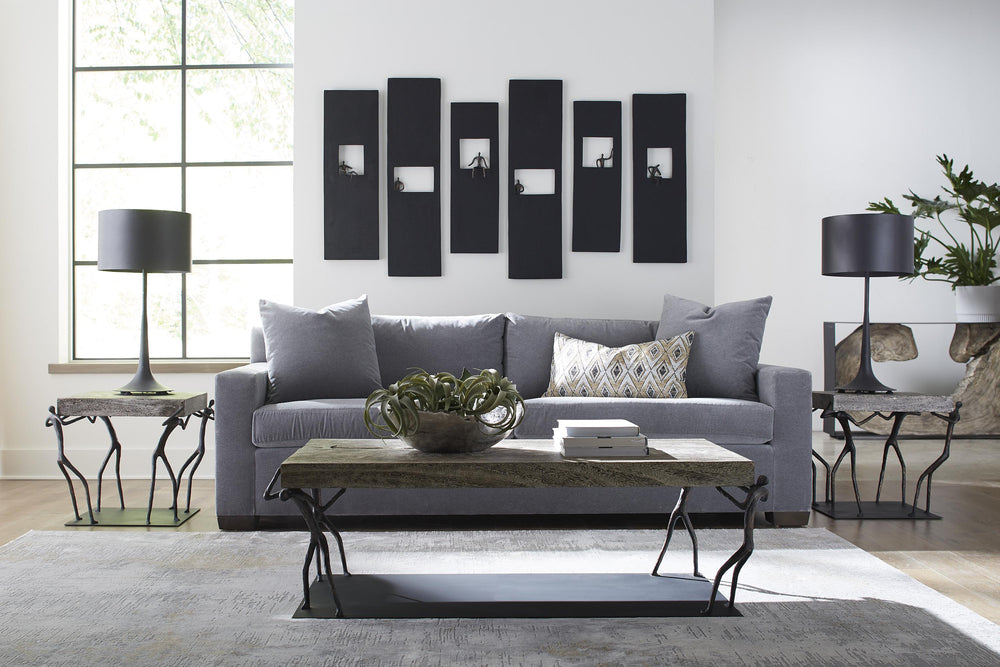 Atlas Coffee Table, Chamcha Wood, Gray Stone Finish, Metal by Phillips Collection — room setting