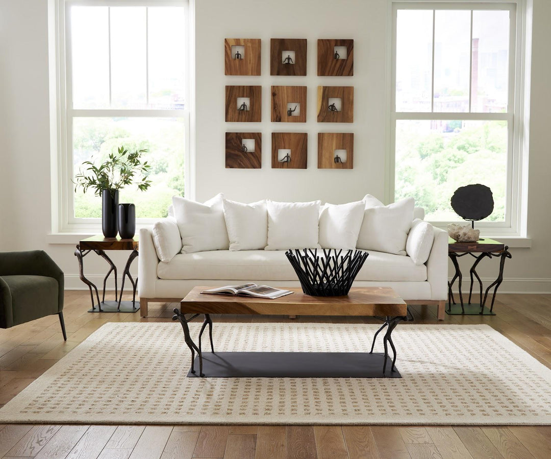 Atlas Coffee Table, Chamcha Wood, Natural, Metal by Phillips Collection — room setting