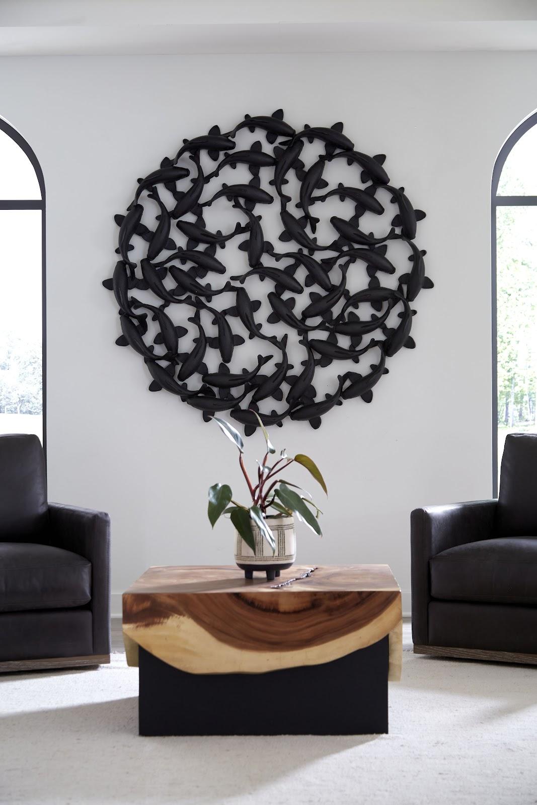 Overflow Coffee Table, Natural, Iron by Phillips Collection — room setting
