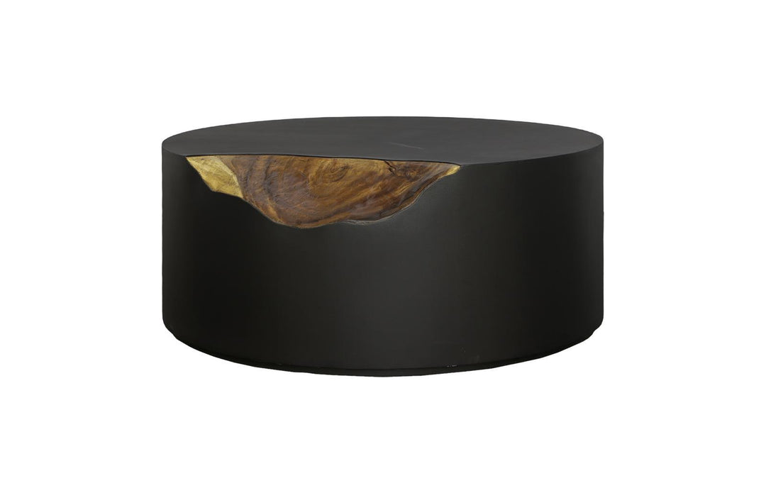 Cornered Coffee Table, Natural, Iron, Round by Phillips Collection — view 1