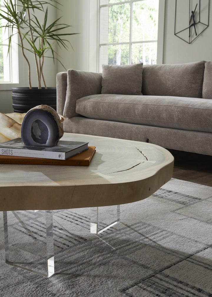 Floating Coffee Table with Acrylic Legs, Bleached , Size Varies by Phillips Collection — room setting