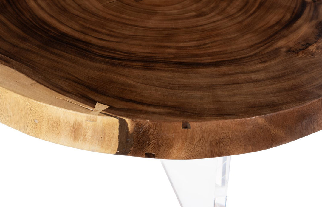 Floating Round Coffee Table With Acrylic Legs, Natural by Phillips Collection — view 3