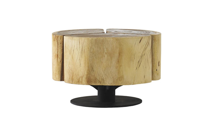 Clover Coffee Table, Chamcha Wood, Natural Finish, Metal Base by Phillips Collection — view 1