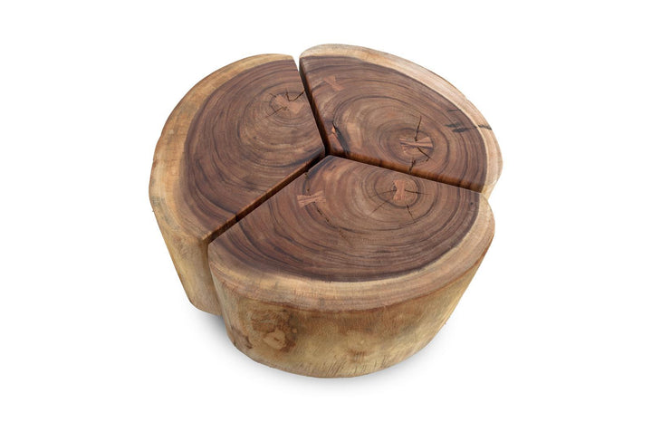 Clover Coffee Table, Chamcha Wood, Natural Finish, Metal Base by Phillips Collection — view 2