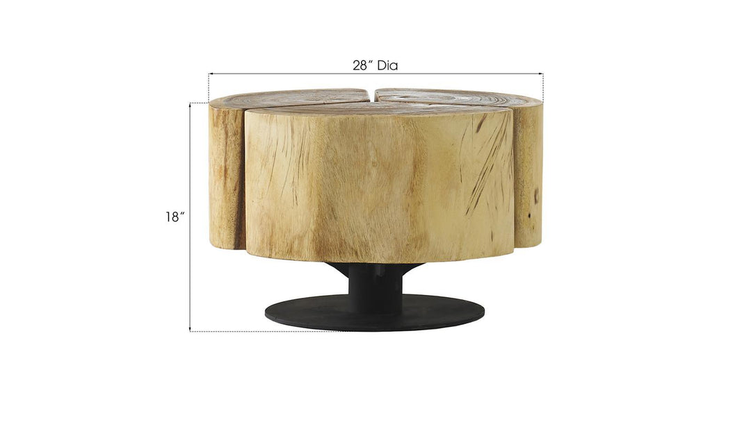 Clover Coffee Table, Chamcha Wood, Natural Finish, Metal Base by Phillips Collection — view 3