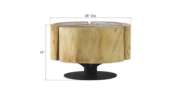 Clover Coffee Table, Chamcha Wood, Natural Finish, Metal Base by Phillips Collection — view 3