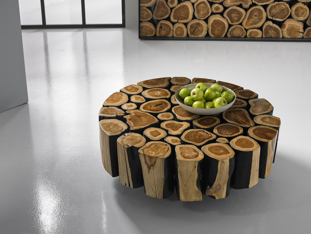 Boscage Coffee Table on Black Metal Legs, Round by Phillips Collection — room setting