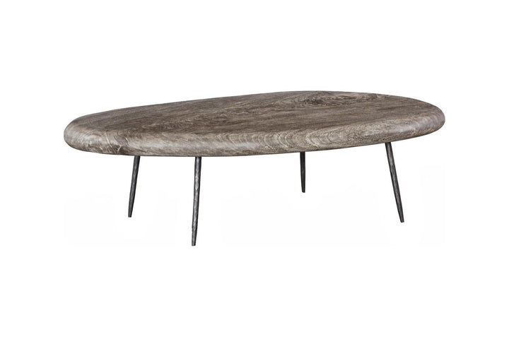 Skipping Stone Coffee Table, Brown Stone, Forged Legs by Phillips Collection — view 1