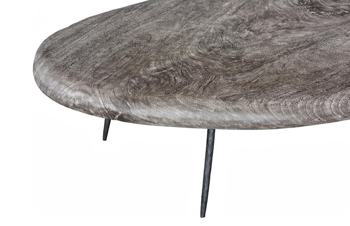 Skipping Stone Coffee Table, Brown Stone, Forged Legs by Phillips Collection — view 3