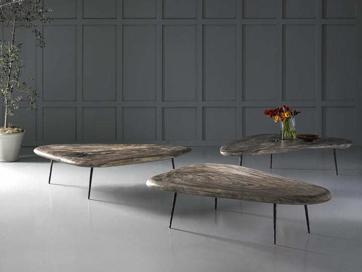 Skipping Stone Coffee Table, Brown Stone, Forged Legs by Phillips Collection — room setting