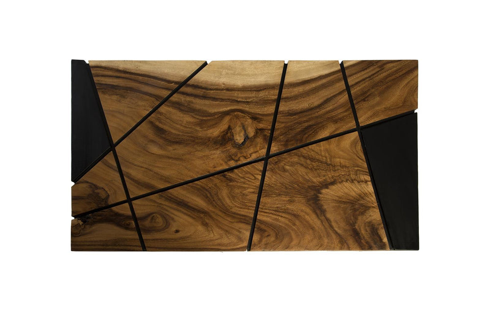 Criss Cross Coffee Table on Black Iron Legs, Chamcha Wood by Phillips Collection — view 2