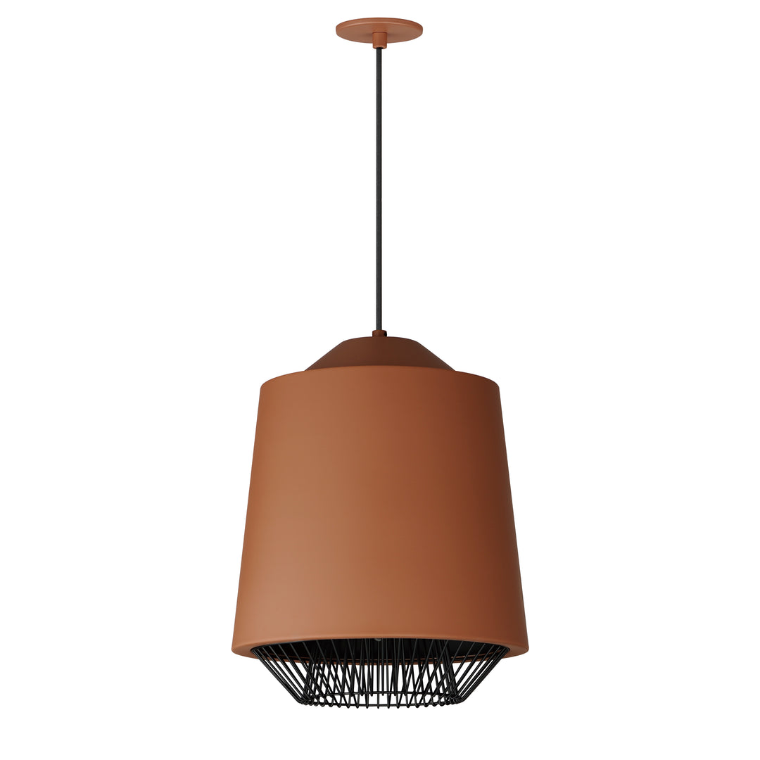 Phoenix 16" LED Pendant by ET2 Lighting in Brick / Black, front view