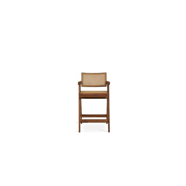 Pierre J Stool Teak Full Wicker Outdoor Stools Soho Concept