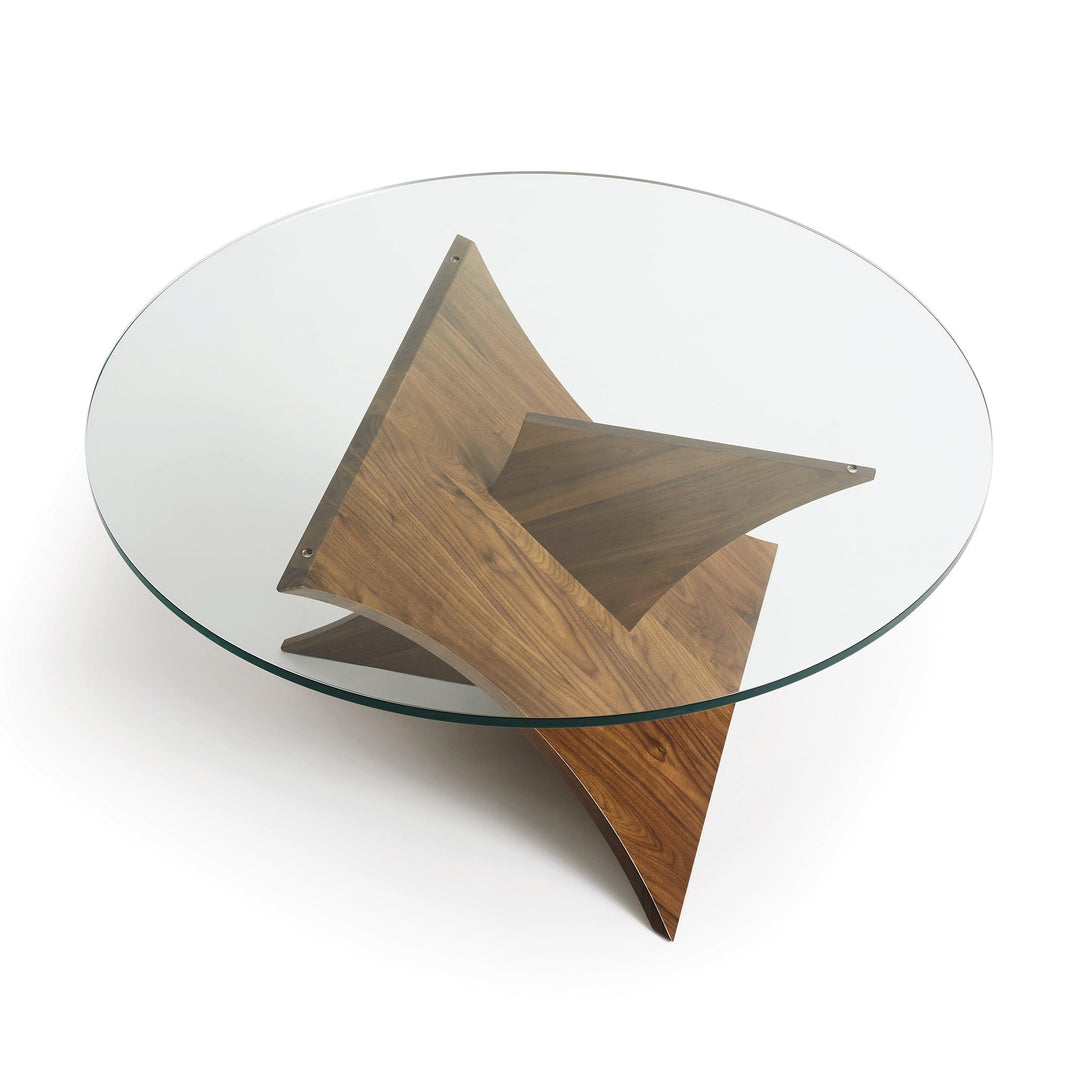 Planes coffee table walnut base detail