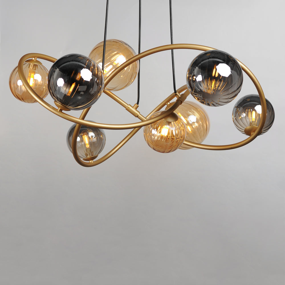 Planetary 8-Light LED Chandelier by ET2 Lighting, styled view 1