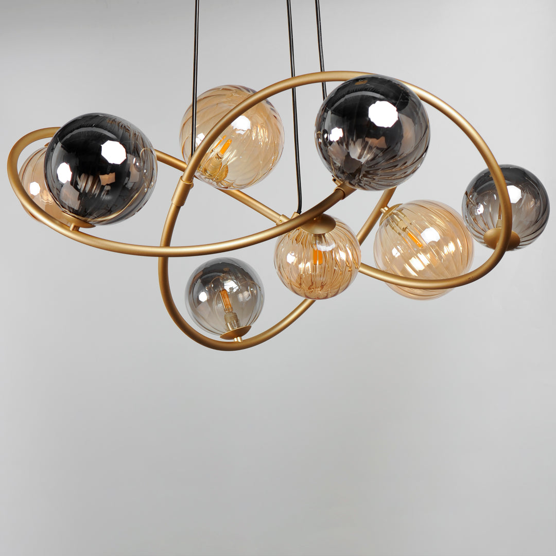 Planetary 8-Light LED Chandelier by ET2 Lighting, styled view 2