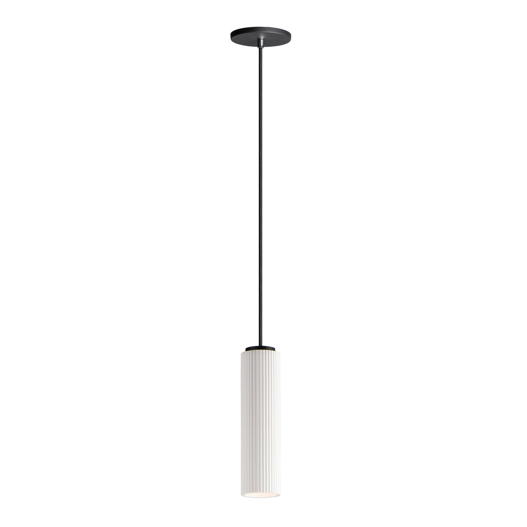 Pleat LED Plaster Pendant by ET2 Lighting in Black, front view
