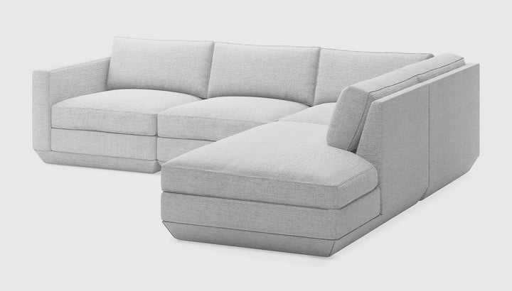 Podium 4PC Lounge Sectional in Bayview Silver, right facing