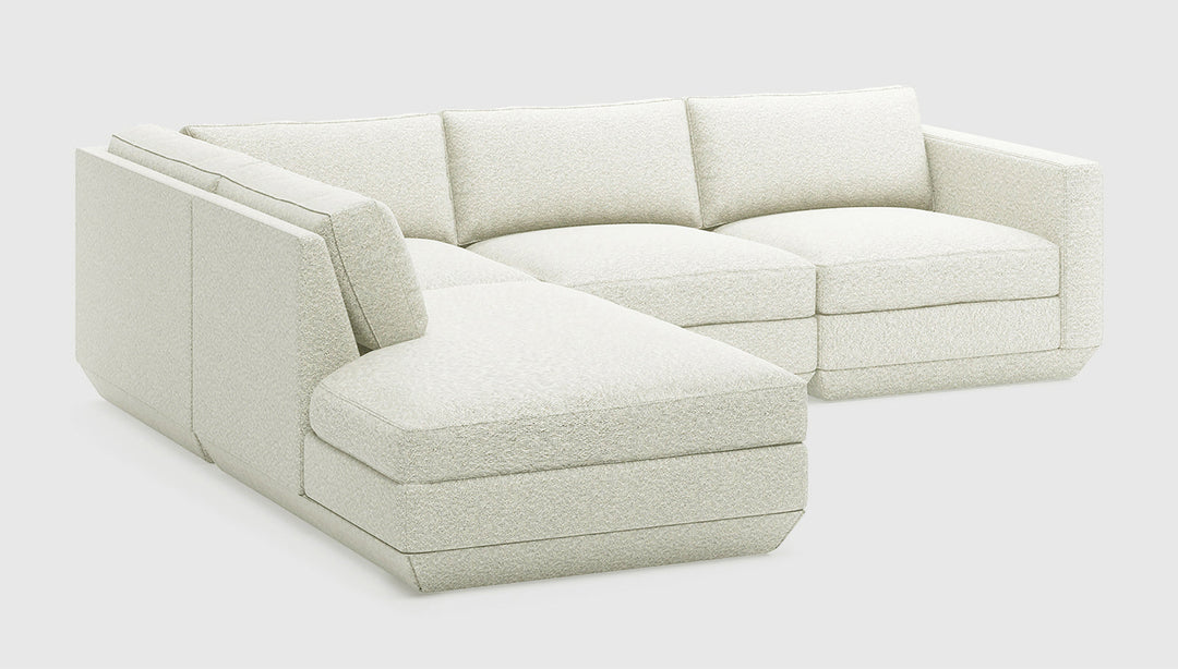 Podium 4PC Lounge Sectional in Copenhagen Fossil, left facing