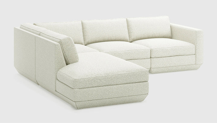 Podium 4PC Lounge Sectional in Copenhagen Fossil, left facing