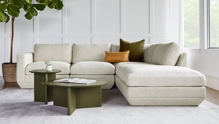 Podium Modular sectional lifestyle view in Copenhagen Fossil