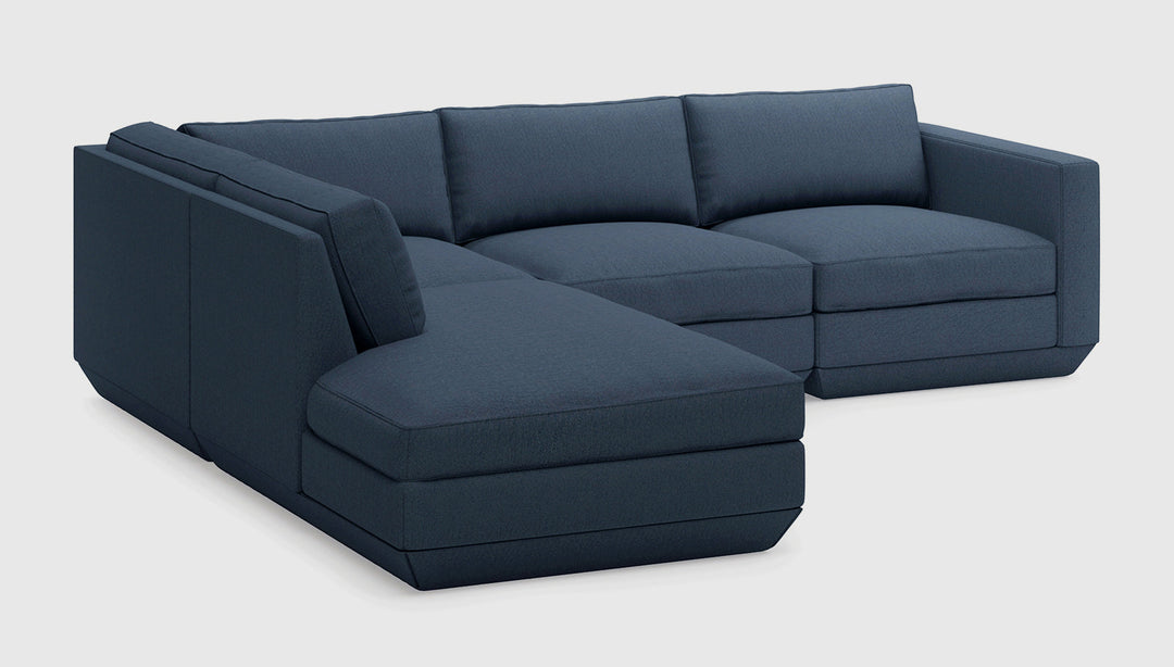 Podium 4PC Lounge Sectional in Hanson Navy, left facing