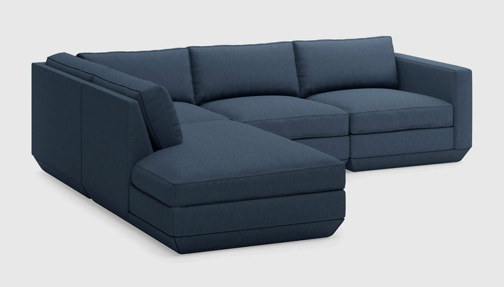 Podium 4PC Lounge Sectional in Hanson Navy, left facing