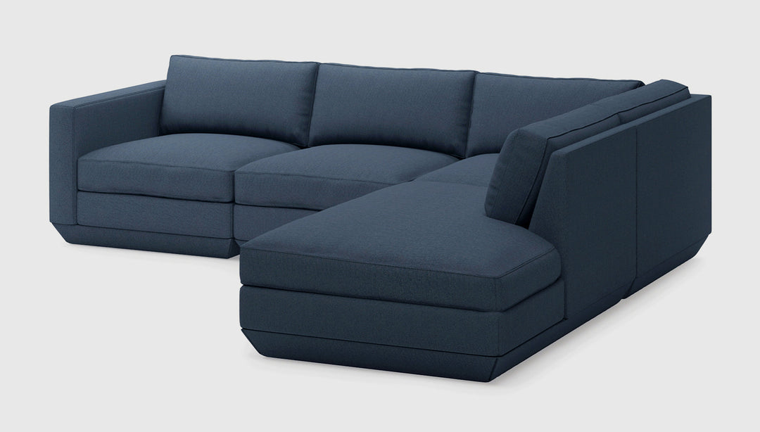 Podium 4PC Lounge Sectional in Hanson Navy, right facing