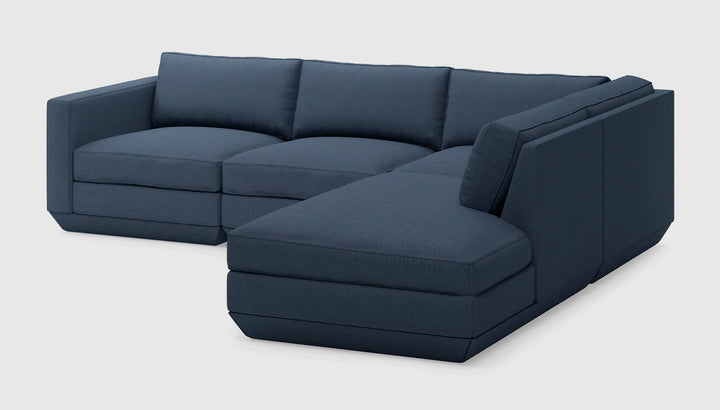 Podium 4PC Lounge Sectional in Hanson Navy, right facing