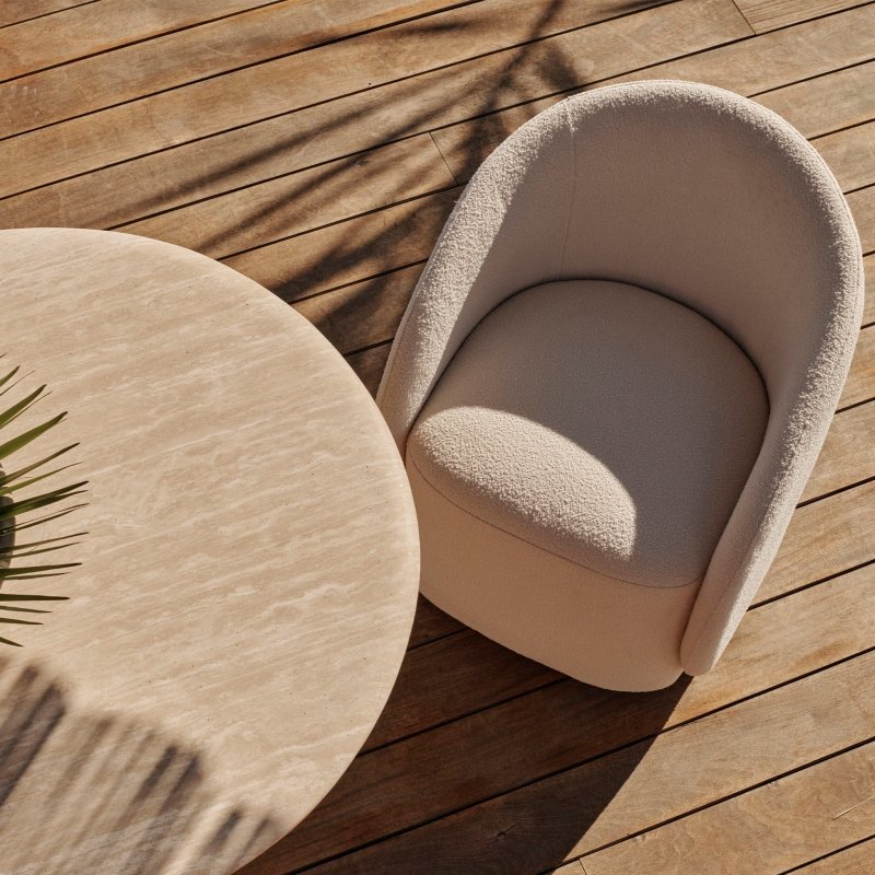 Porto Travertine Pill Dining Table 120" by Harbour lifestyle 1