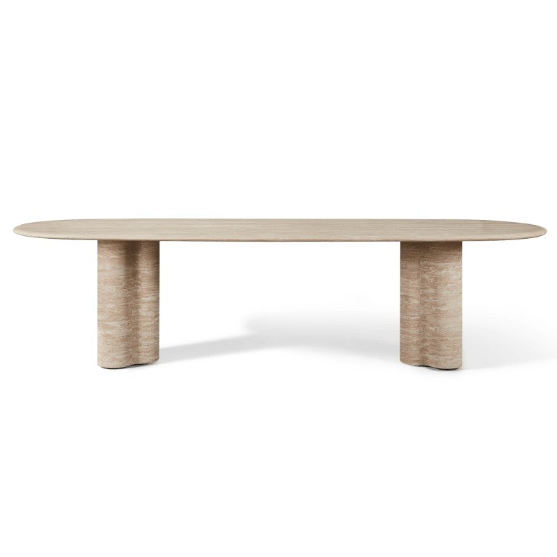 Porto Travertine Pill Dining Table 120" by Harbour