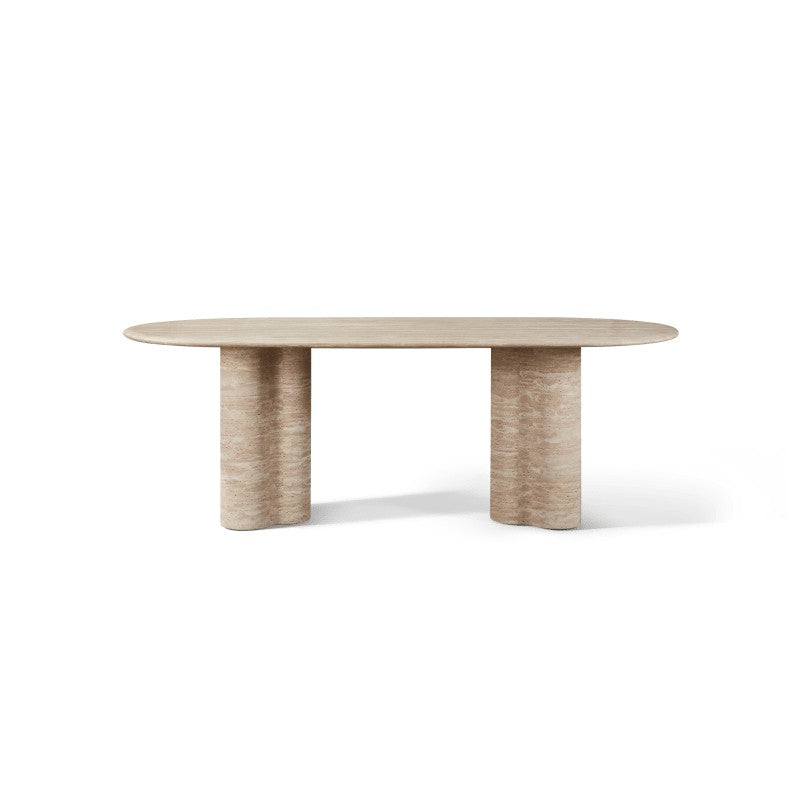 Porto Travertine Pill Dining Table 84" by Harbour