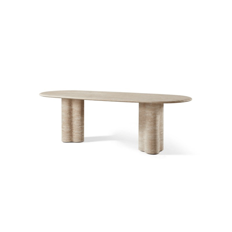Porto Travertine Pill Dining Table 96" by Harbour detail view 1