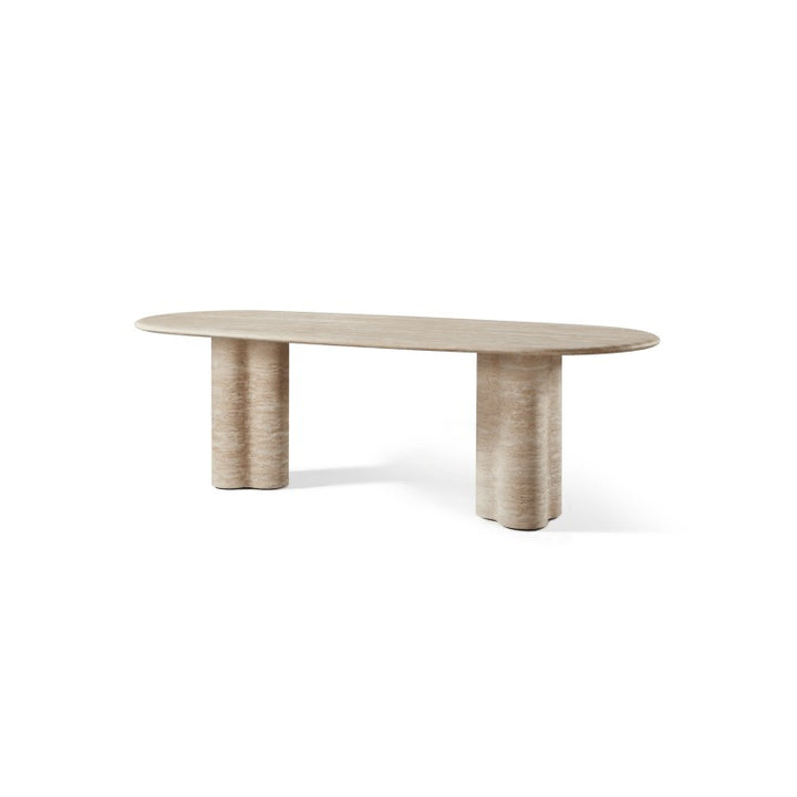 Porto Travertine Pill Dining Table 96" by Harbour detail view 1