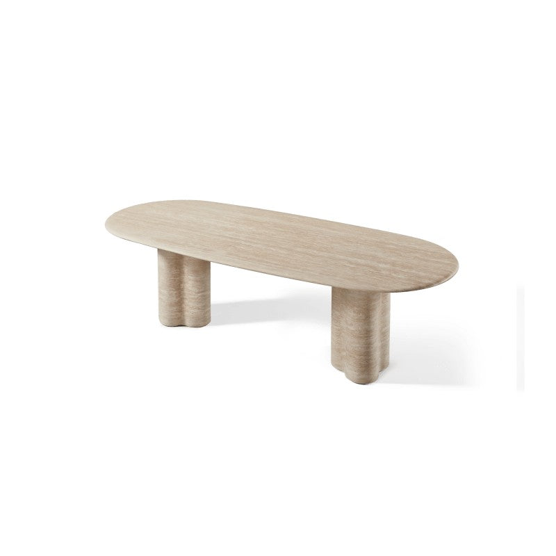 Porto Travertine Pill Dining Table 96" by Harbour detail view 2