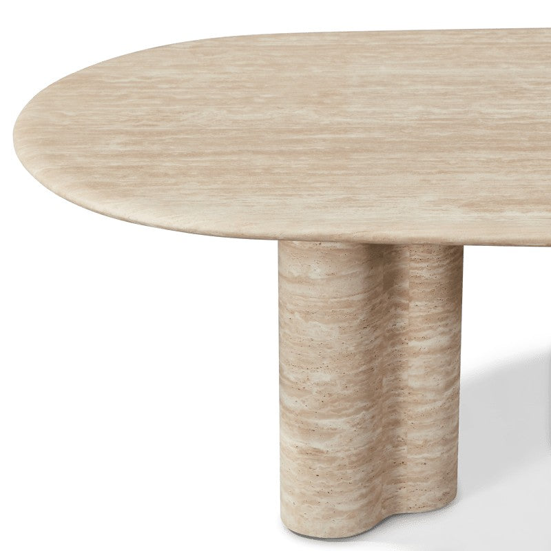 Porto Travertine Pill Dining Table 96" by Harbour detail view 3