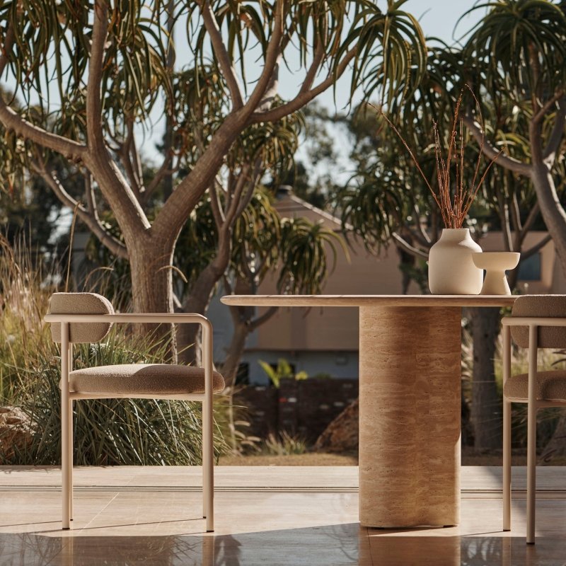 Porto Travertine Pill Dining Table 96" by Harbour lifestyle 3