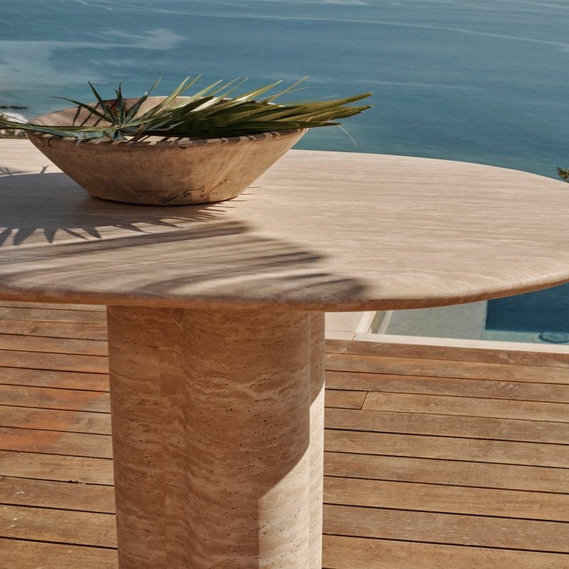 Porto Travertine Pill Dining Table 96" by Harbour lifestyle 1