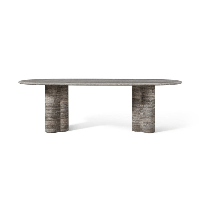 Porto Travertine Pill Dining Table 96" by Harbour in Travertine Grey
