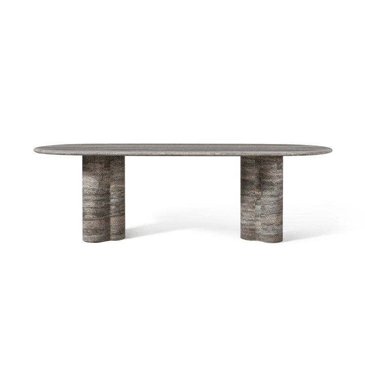 Porto Travertine Pill Dining Table 96" by Harbour in Travertine Grey